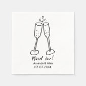 Serviette En Papier Mazel Tov Mariage Champagne Cheveux Sketch PERSONN (Devant)