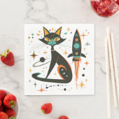 Serviette En Papier MCM Black Cat Retro vaisseau spatial Stars Planète (En situation)
