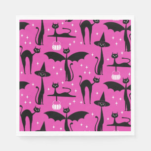 Serviette En Papier MCM Halloween robe fantaisie minimaliste Chats ros
