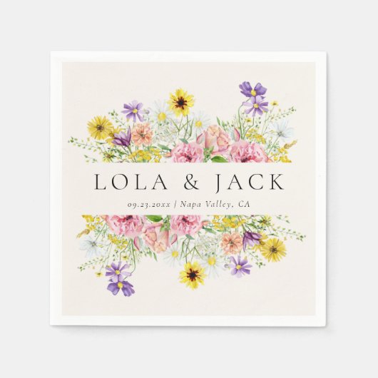 Serviette En Papier Meadow Fleur sauvage aquarelle (Devant)