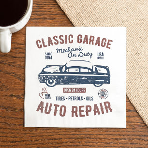 Serviette En Papier Mécanicien de garage de voiture classique en servi