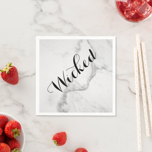 Serviette En Papier Méchant en marbre Halloween Napkin (En situation)