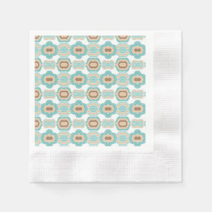 Serviette En Papier Médaillon bleu/tan/marron coloré