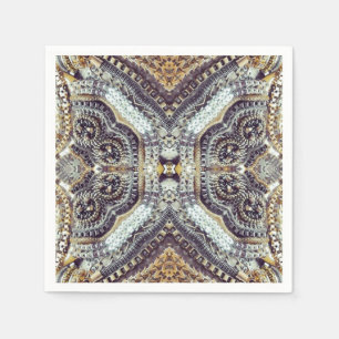Serviette En Papier Médaillon d'or gris kaléidoscopique