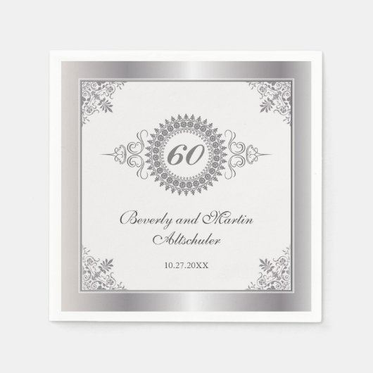 Serviette En Papier Médaillon du Diamond Anniversaire (Devant)