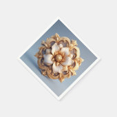 Serviette En Papier Médaillon Floral Orné Or (Coin)