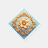 Serviette En Papier Médaillon Floral Orné Or (Coin)