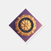 Serviette En Papier Médaillon Floral Orné Or (Coin)