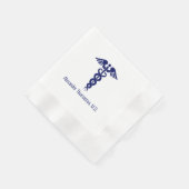 Serviette En Papier Médecin Caducée Nom Professionnel Bleu (Coin)