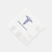 Serviette En Papier Médecin Caducée Nom Professionnel Bleu (Coin)