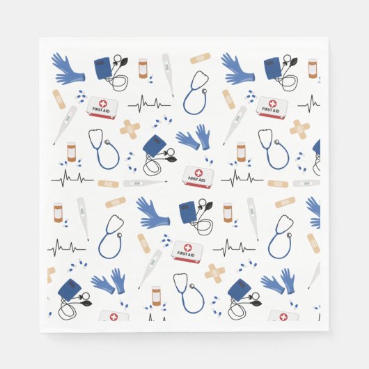 Serviette En Papier Médecin Médicale moderne Motif infirmière (Devant)