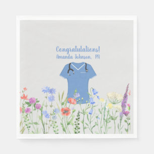 Serviette En Papier Médecin PA personnalisé Assistant Scrubs bleus