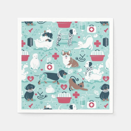 Serviette En Papier Médecine vétérinaire, chiens et chats amis (Devant)