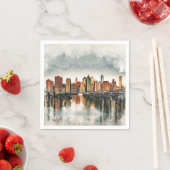 Serviette En Papier Média mixte sur les skyline de Manhattan (En situation)