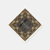 Serviette En Papier Médiev Art Déco Mariage d'or noir (Coin)