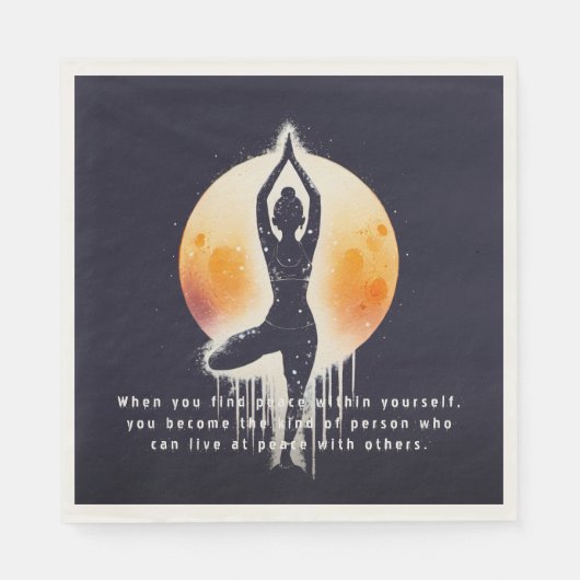 Serviette En Papier Méditation Yoga Instructeur Arbre Pose Pleine lune (Devant)