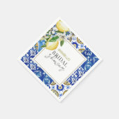 Serviette En Papier Mediterranean Blue Tile Citrus Lemon Bridal Shower (Coin)