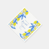 Serviette En Papier Mediterranean Blue Yellow Lemons Bridal Shower (Coin)