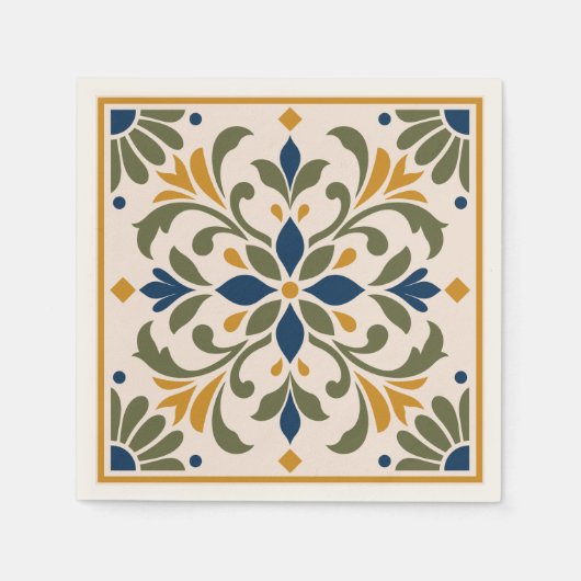 Serviette En Papier Mediterranean Botanical Tile (Devant)