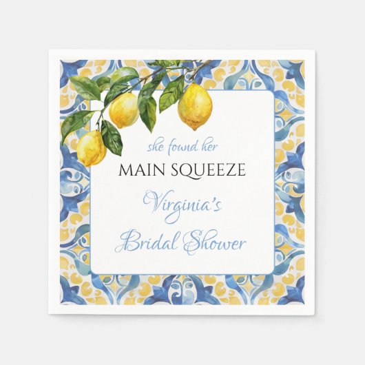 Serviette En Papier Mediterranean Lemon Main Squeeze Fête de Mariage (Devant)