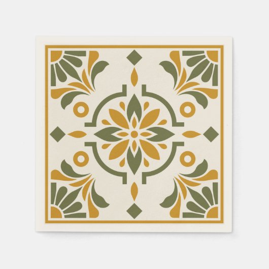 Serviette En Papier Mediterranean Olive Tile (Devant)