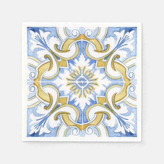 Serviette En Papier Mediterranean tiles, majolica,Sicilian style    (Devant)
