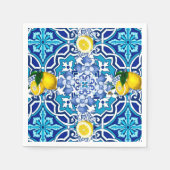 Serviette En Papier Méditerranée, majolica, tuiles, citrons, agrumes (Devant)