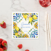 Serviette En Papier Méditerranée Majolica tuiles citrons douche nuptia (En situation)