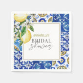 Serviette En Papier Méditerranéen Tuile Bleue Citron Shower de Mariée (Devant)