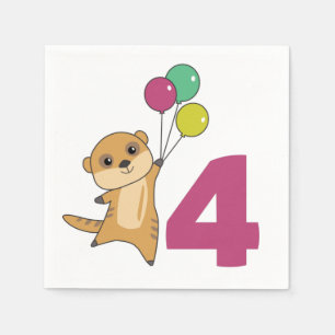 Serviette En Papier Meerkat 4e anniversaire Balloons Enfants serviette