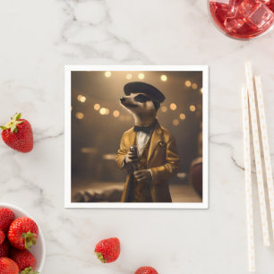 Serviette En Papier "Meerkat Moonlight: la sérénade d'un crooner"