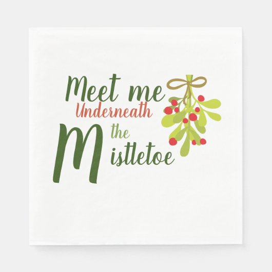 Serviette En Papier Meet Me Underneath The Mistletoe Paper Napkin (Devant)