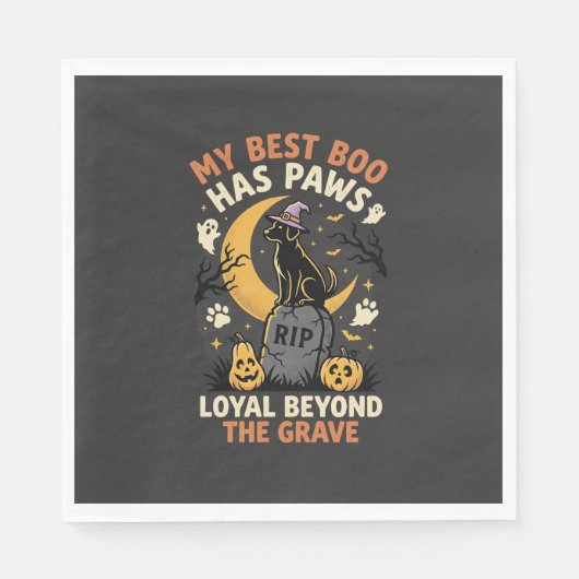 Serviette En Papier Méfait Canin sous la Lune d'Halloween (Devant)