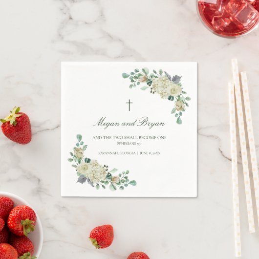 Serviette En Papier Megan Christian Cross Mariage Cocktail (En situation)