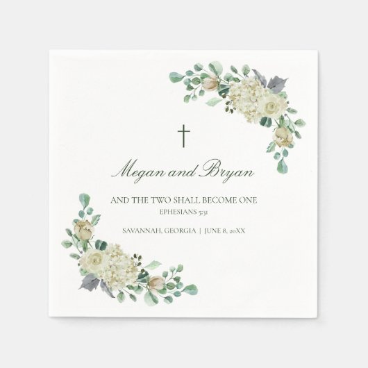 Serviette En Papier Megan Christian Cross Mariage Cocktail (Devant)