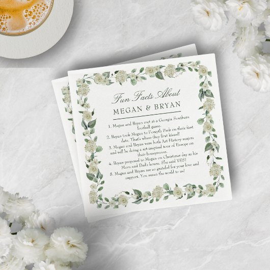 Serviette En Papier Megan Elegant Mariage Réception Fun Facts Cocktail