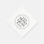 Serviette En Papier MEGHAN Monogramme Noir Blanc Simple Mariage unique (Coin)