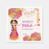 Serviette En Papier Mehndi parapluies de mariées indiennes mignonnes (Devant)