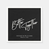 Serviette En Papier Meilleur Ensemble Noir & Blanc Mariage de calligra (Devant)