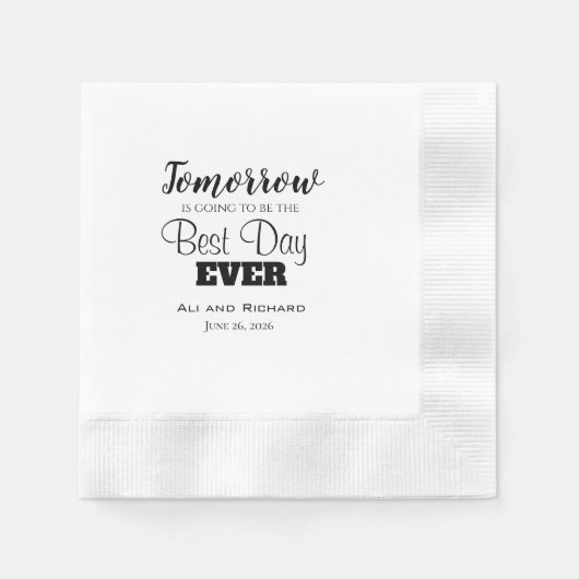 Serviette En Papier Meilleur Jour De Répétition Dîner Mariage Napkins (Devant)
