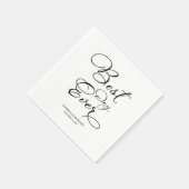 Serviette En Papier Meilleur Jour - Élégant Mariage de script noir (Coin)