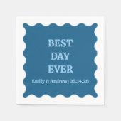 Serviette En Papier Meilleur Jour Jamais Blue Chic Scalloped Mariage p (Devant)