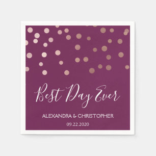 Serviette En Papier Meilleur Jour Jamais Bourgogne Confetti Mariage