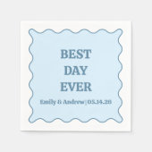 Serviette En Papier Meilleur Jour Jamais Dusty Blue Scalloped Mariage  (Devant)