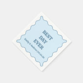 Serviette En Papier Meilleur Jour Jamais Dusty Blue Scalloped Mariage  (Coin)