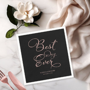 Serviette En Papier Meilleur Jour Jamais Élégant Feuille d'Or Rose Mar