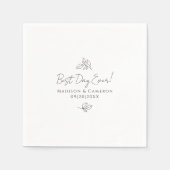 Serviette En Papier Meilleur Jour Jamais Élégant Mariage Feuille Noir (Devant)