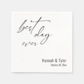 Serviette En Papier Meilleur Jour Jamais Élégant Simple Mariage (Devant)