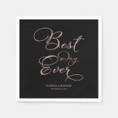 Serviette En Papier Meilleur Jour jamais Ever Élégant Rose Mariage Gol (Devant)