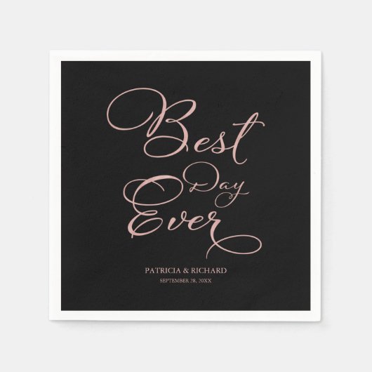 Serviette En Papier Meilleur Jour jamais Ever Élégant Rose Mariage Gol (Devant)